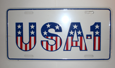 1992 Pontiac Firebird/TransAm ACCESSORY LICENSE PLATE (WHITE BACKGROUND USA-1) | BK9870Z