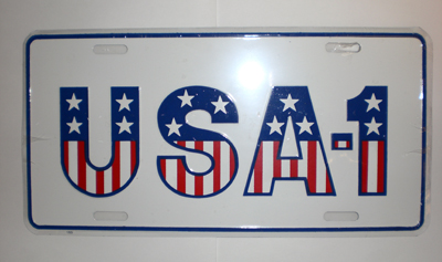 1977 Pontiac GTO/LeMans/Tempest ACCESSORY LICENSE PLATE (WHITE BACKGROUND USA-1) | BK9870Z