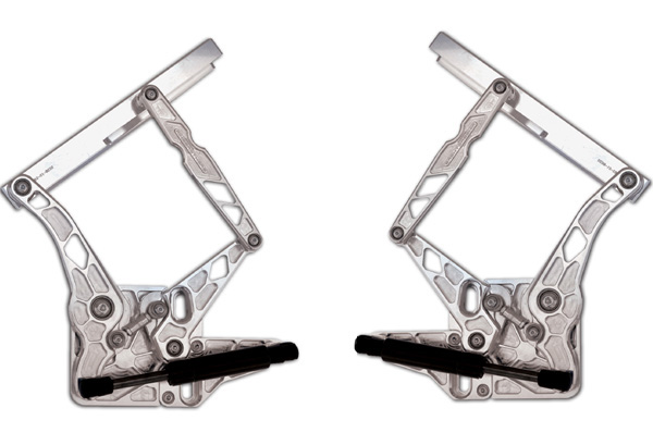 1968 Ford Mustang BILLET ALUMINUM HOOD HINGE KIT FOR AIR FRAME (NATURAL STEEL) | BP1002U