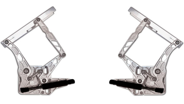 1969 Ford Mustang BILLET ALUMINUM HOOD HINGE KIT FOR AIR FRAME (NATURAL STEEL) | BP1003U