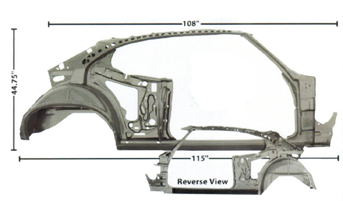 1969 Pontiac GTO/LeMans/Tempest QUARTER & DOOR FRAME ASSEMBLY COUPE (INNER STRUCTURE INCLUDES A & B PILLAR, DOOR HINGE PILLAR, INNER QUARTER PANEL, INNER & OUTER WHEEL HOUSE) - RH | BP10250G