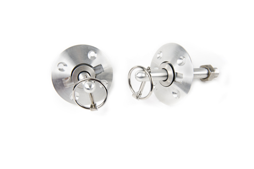 1970 Chevrolet El Camino BASIC HOOD PIN KIT (BILLET ALUMINUM) BRUSHED CLEAR ANODIZED | BP10987V