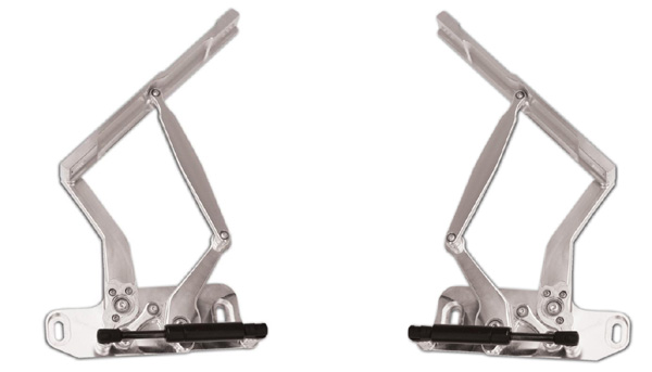 1968 Chevrolet Nova/Chevy II BILLET ALUMINUM HOOD HINGE KIT WITH SOLID ARM (NATURAL STEEL) | BP12869N