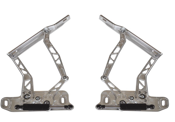 1965 Pontiac GTO/LeMans/Tempest BILLET ALUMINUM HOOD HINGE KIT FOR AIR FRAME (NATURAL STEEL) | BP12874G