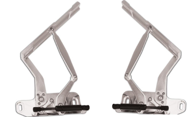 1966 Chevrolet Chevelle/Malibu BILLET ALUMINUM HOOD HINGE KIT WITH SOLID ARM (NATURAL STEEL) | BP12972V