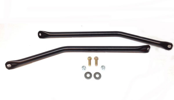 1979 Buick Skylark/GS/Regal/GN POWDER-COATED BLACK FRONT FRAME BRACES W/ MOUNTING HARDWARE (REGAL) - PR - THESE BRACES ATTACH UNDER THE FRONT OF THE CAR AND HELP STOP THE FRAME FROM FLEXING | BP3002S