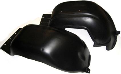 1967 Oldsmobile Cutlass/442/F85 BLACK FRONT INNER FENDER SKIRT WELLS (PLASTIC) PAIR MADE IN THE USA | BP9877T