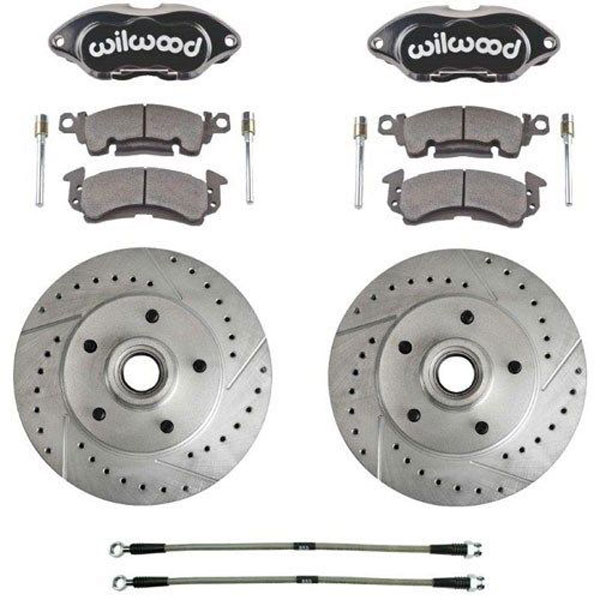 1980 Buick Full Size & Riviera WILWOOD REPLACEMENT BRAKE KIT WITH DRILLED/SLOTTED ROTORS, BRAIDED HOSES AND BLACK DUAL PISTON ALUMINUM CALIPERS (APOLLO) - RCP79S | BR5131Z
