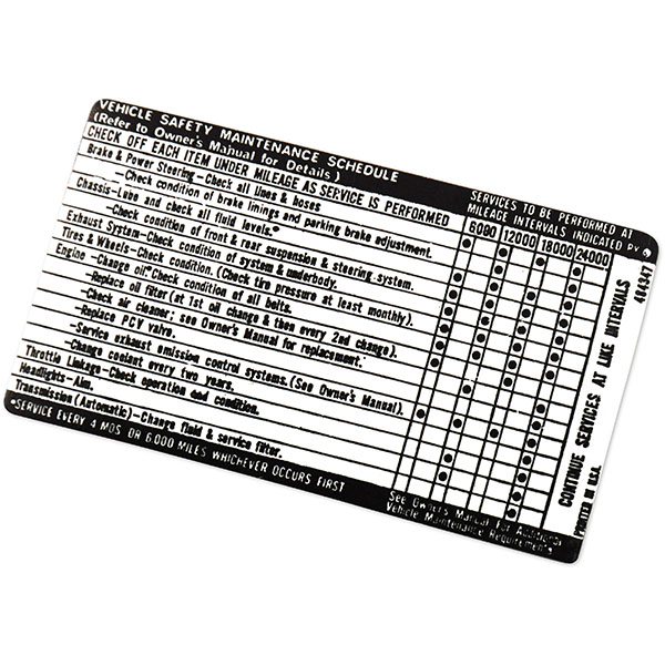 1971 Pontiac Grand Prix 69-UP VEHICLE SAFETY MAINTENANCE SCHEDULE DECAL GM 484347 EACH | DT0204