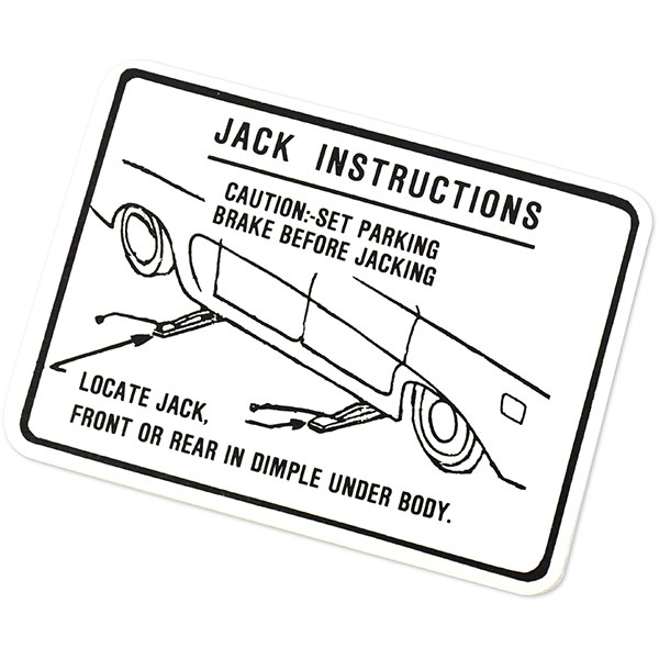 1961 Pontiac GTO/LeMans/Tempest JACK INSTRUCTIONS DECAL TEMPEST EACH | DT0258