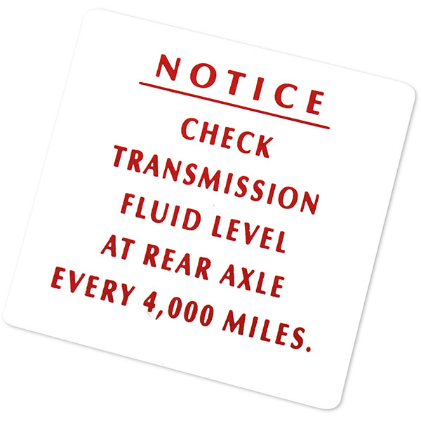 1963 Pontiac GTO/LeMans/Tempest TRANSMISSION NOTICE DECAL TEMPEST EACH | DT0266