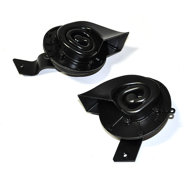 1963 Chevrolet Impala/Caprice/Bel Air HIGH NOTE & LOW NOTE FACTORY STYLE HORN SET WITH WELDED ON BRACKETS (STAMPED DELCO REMY - MADE IN USA) | EL12884P