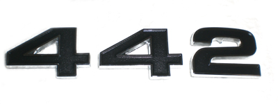 1971 Oldsmobile Cutlass/442/F85 442 GRILLE NUMERALS (3/SET) (BLACK) | EM2416T