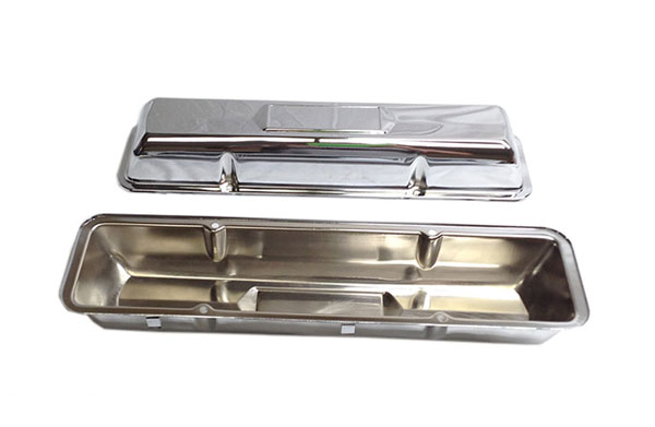 1971 Chevrolet Monte Carlo VALVE COVERS SMALL BLOCK WITH CENTER DECAL INDENT, NO FILL HOLES (CHROME) - PR | EN2557Z