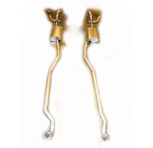 1972 Pontiac GTO/LeMans/Tempest DUAL EXHAUST COMPLETE WITH RAM AIR (NEW OEM REPRODUCTION ALUMINIZED PIPE EXHAUST SYSTEM.  FACTORY SPECS WITH ORIGINAL STYLE SPLITTERS. SPLITTERS ARE HIGH QUALITY JUST LIKE ORIGINAL GM) | EX12633G