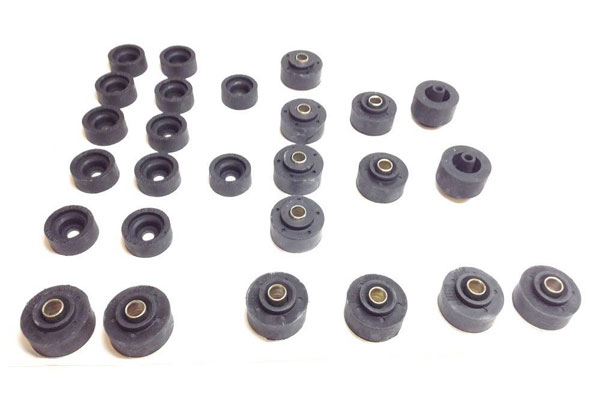 1973 Chevrolet Impala/Caprice/Bel Air BODY BUSHING KIT (KIT IS MADE OUT OF RUBBER WITH STEEL SHELL INSERTS. TWO OF THEM ARE SOLID RUBBER PLUGS & THE TOP CAP BUSHINGS HAVE STEEL WASHERS MOLDED INTO THEM JUST LIKE FACTORY - SET OF 26 PCS | HB2855P