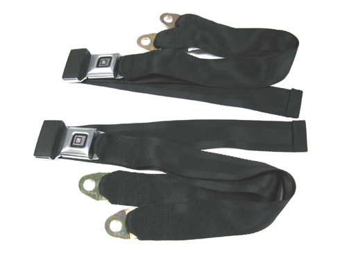 1972 Buick Skylark/GS/Regal/GN SMALL GM OE DELUXE STYLE LAP SEAT BELTS BLACK (PR) # 1205 | IN10694Z