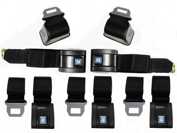 1969 Pontiac GTO/LeMans/Tempest NEW STANDARD SEAT BELT SET (FIVE PERSON) INCLUDES LEFT & RIGHT FRONT BELTS WITH RETRACTORS & THREE NON-RETRACTABLE LAP BELTS FOR THE REAR SEAT (SHOULDER HARNESSES & HARDWARE NOT INCLUDED) | IN10880Z