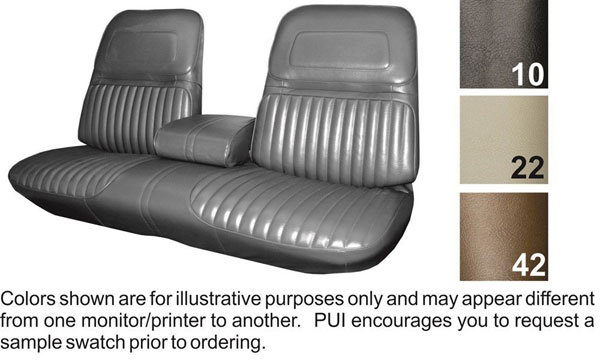 1970 Buick Full Size & Riviera (RIVIERA) FRONT STRATO BENCH W/ ARMREST SEAT COVERS & HARDTOP REAR (DARK SADDLE) - PUI | IN1146I