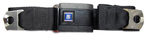 1971 Pontiac GTO/LeMans/Tempest NEW STANDARD LAP SEAT BELT WITH BLACK PLASTIC BUCKLE WITH GM EMBLEM & BLACK WEBBING (CAN BE USED IN REAR SEAT & CENTER FRONT BENCH) - EA | IN12302Z