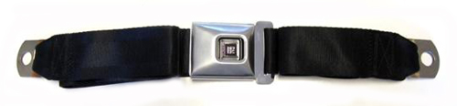 1971 Pontiac GTO/LeMans/Tempest NEW DELUXE LARGE LAP SEAT BELT WITH BRUSHED STAINLESS STEEL BUCKLE WITH GM LOGO & BLACK WEBBING (CAN BE USED IN REAR SEAT & CENTER FRONT BENCH) - EA | IN12408Z