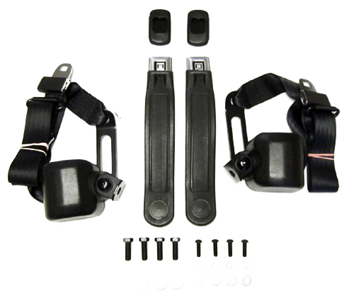 1966 Chevrolet Chevelle/Malibu 3-POINT RETRACTABLE STYLE FRONT SEAT BELTS WITH GM PUSH BUTTON FOR BUCKET SEATS (BLACK) - PR | IN12424A