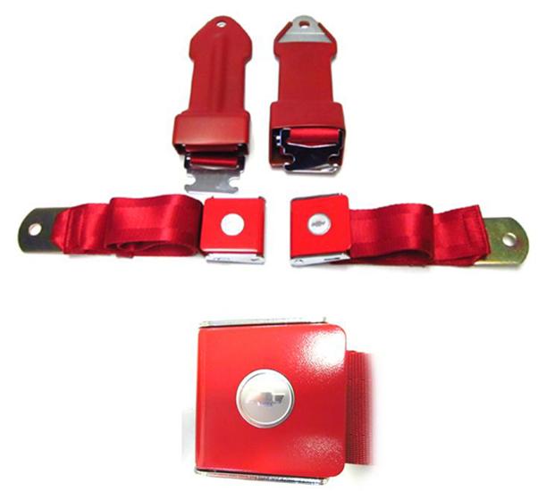 1965 Chevrolet El Camino BOWTIE RED LIFT LATCH OE STYLE FRONT SEAT BELT (PR) | IN12516C