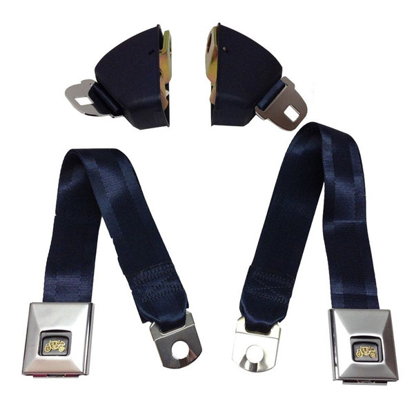 1967 Buick Skylark/GS/Regal/GN DELUXE FRONT SEAT BELT RETRACTOR SET W/ CHROME BUCKLE (DARK BLUE) - PR | IN2440Z