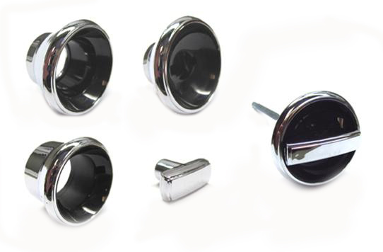 1968 Chevrolet El Camino DASH KNOB/BEZEL SET (INCLUDES HEADLAMP KNOB WITH SHAFT, WIPER BEZEL NUT, WIPER KNOB, LIGHTER BEZEL & IGNITION BEZEL - DOES NOT INCLUDE IGNITION THREADED NUT) - 5 PIECES | IN2873C