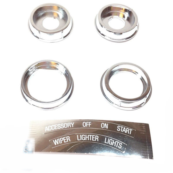 1967 Pontiac Firebird/TransAm DASH BEZEL SET (PLASTIC CHROME BEZELS - WIPER, LIGHTS, LIGHTER & IGNITION) | IN3018F