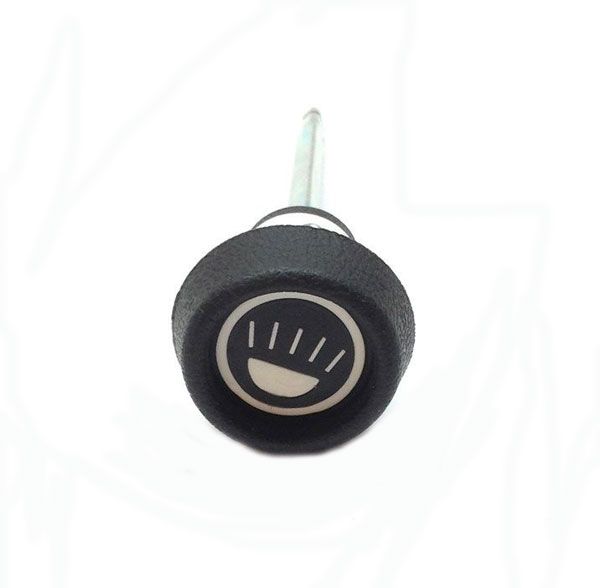 1976 Chevrolet Monte Carlo BLACK HEADLAMP SWITCH KNOB AND SHAFT WITH LIGHT LOGO - GM # 3986886 | IN3525C