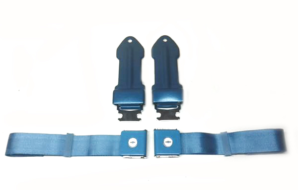1964 Chevrolet El Camino BOWTIE BRIGHT BLUE LIFT LATCH OE STYLE FRONT SEAT BELT (PR) | IN52621C