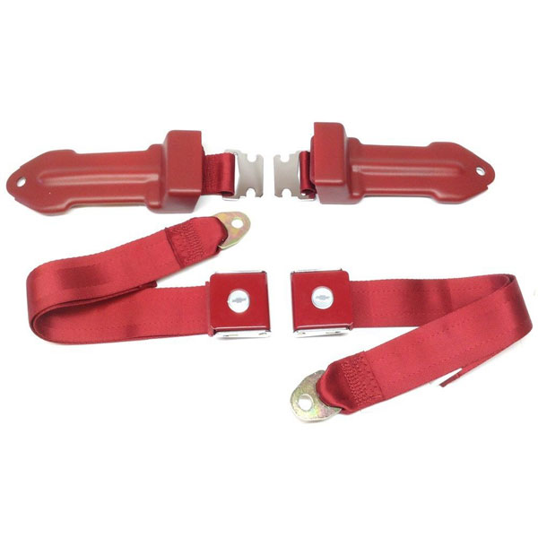 1964 Chevrolet El Camino BOWTIE DARK RED LIFT LATCH OE STYLE FRONT SEAT BELT (PR) | IN52622C