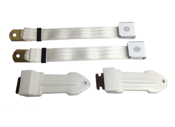 1966 Chevrolet El Camino BOWTIE WHITE LIFT LATCH OE STYLE FRONT SEAT BELT (PR) | IN52887C