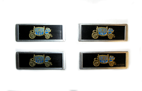 1965 Pontiac GTO/LeMans/Tempest STANDARD PLASTIC BUCKLE GOLD & BLACK STAGECOACH FOIL DECAL - SET OF 4 | IN6081Z