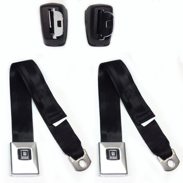 1970 Pontiac GTO/LeMans/Tempest DELUXE FRONT SEAT BELT RETRACTOR SET W/ CHROME BUCKLE (BLACK) - PR | IN6667A