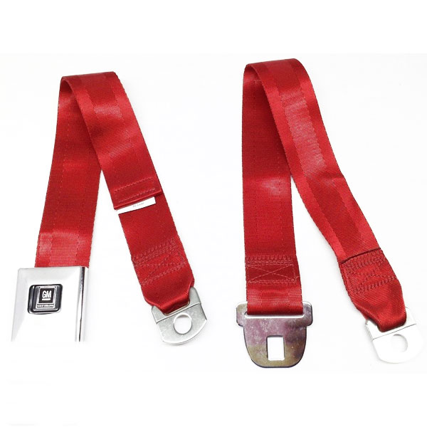 1968 Buick Skylark/GS/Regal/GN DELUXE REAR LAP BELT W/ CHROME BUCKLE (RED) - EA | IN6670A
