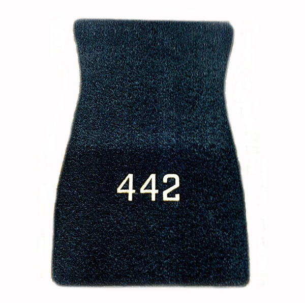 1972 Oldsmobile Cutlass/442/F85 CARPETED FLOOR MATS EMBROIDERED (442 IN SILVER) WITH EMBLEM 4 PIECE SET (COLORS) | IN80897T