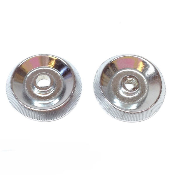 1964 Pontiac GTO/LeMans/Tempest INNER RADIO BEZELS (PAIR) - NEW SET OF INNER RADIO BEZELS. THEY ARE CHROME PLATED WITH FLUTED OUTER EDGE. SOLD IN PAIRS. FITS AM OR AM/FM RADIOS | RD10841G
