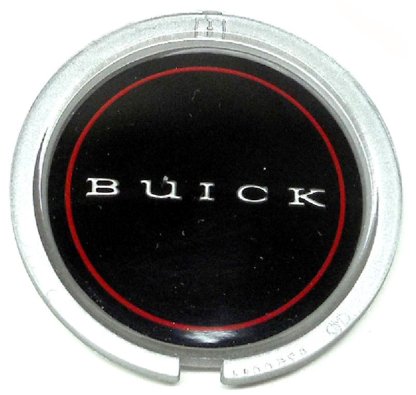1970 Buick Skylark/GS/Regal/GN SPORT WHEEL HORN CAP EMBLEM (BUICK LETTERS IN MIDDLE) - FOR ALL 1967-79 BUICK 3 SPOKE CUSHION GRIP OR GSX STEERING WHEELS, AND ALSO 1967-69 WOOD STYLE STEERING WHEELS | ST5339S
