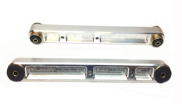 1982 Pontiac Grand Prix 69-UP BILLET ALUMINUM TRAILING ARMS (LOWER REAR CONTROL ARMS) PR - THESE BILLET ALUMINUM TRAILING ARMS ARE MADE FROM A SOLID BILLET PIECE OF 6061 ALUMINUM AND MACHINED TO EXACT TOLERANCES AND THEN HARD ANODIZED BLACK FOR WEAR RESISTANCE. THE TRAILING ARMS COME PRE-LOADED WITH POLYURETHANE BUSHINGS. THEY COME COMPLETELY ASSEMBLED WITH ENERGY SUSPENSION BUSHINGS AND GREASE FITTINGS. ALL YOU HAVE TO DO IS BOLT THEM ON! | SU52689Z