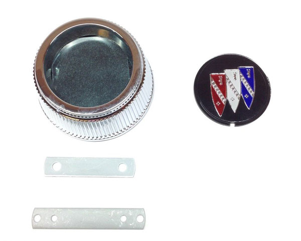 1969 Buick Skylark/GS/Regal/GN CENTER CAP WITH BLACK BACKGROUND & 'TRI-SHIELD' INSERT - EA* | WT3185S