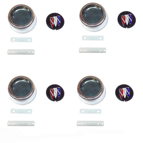 1970 Buick Skylark/GS/Regal/GN CENTER CAP WITH BLACK BACKGROUND & 'TRI-SHIELD' INSERT - SET OF 4* | WT3186S