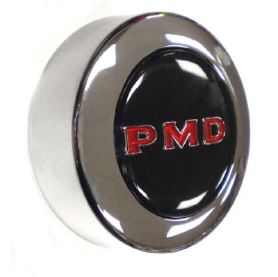1977 Pontiac GTO/LeMans/Tempest BLACK PMD CENTER CAPS (BLACK BACKGROUND WITH RED WRITING) BOLT ON REPRODUCTION - EA | WT7012Z