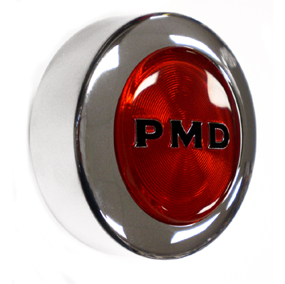 1977 Pontiac GTO/LeMans/Tempest RED PMD CENTER CAPS (RED BACKGROUND WITH BLACK WRITING) BOLT ON REPRODUCTION - EA | WT7014Z