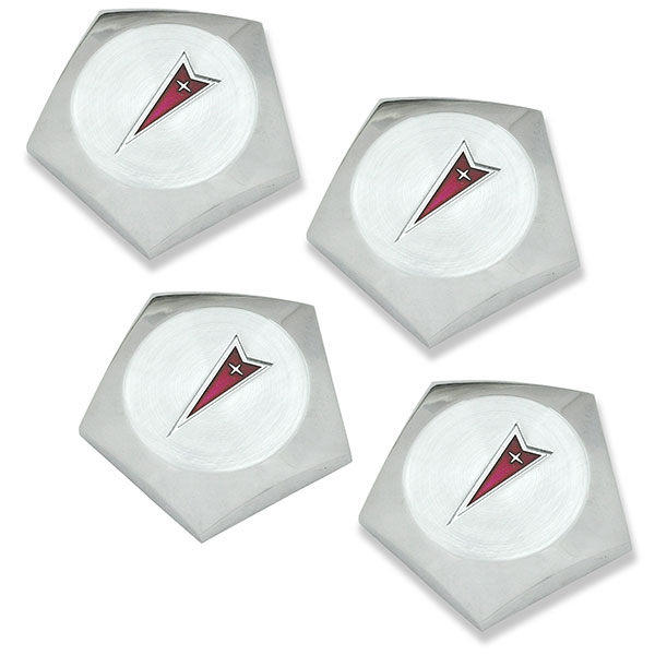 1975 Pontiac Grand Prix 69-UP HONEYCOMB CENTER CAPS WITH ARROW CREST PENTAGON SHAPED (REPRODUCTION SNAP ON STYLE) - SET OF 4 | WT7092Z