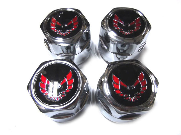 1981 Pontiac Firebird/TransAm TURBO WHEEL CAPS (PLASTIC CHROME OCTAGON WITH RED BIRD) - SET OF 4 | WT80822F