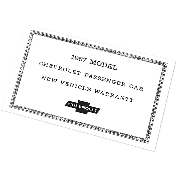 1967 Chevrolet Impala/Caprice/Bel Air NEW CAR VEHICLE WARRANTY CERTIFICATE GM 3916064 EA | DC0397
