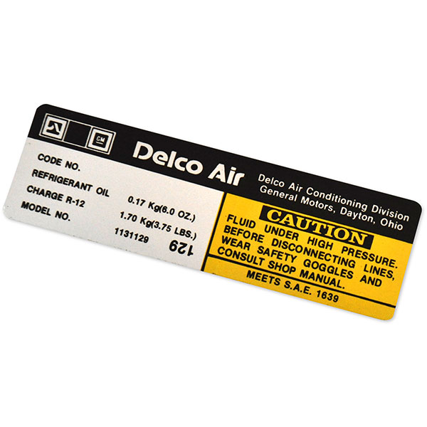 1979 Pontiac GTO/LeMans/Tempest DELCO AIR CONDITIONING COMPRESSOR DECAL GM 1131129 EACH | DT0807
