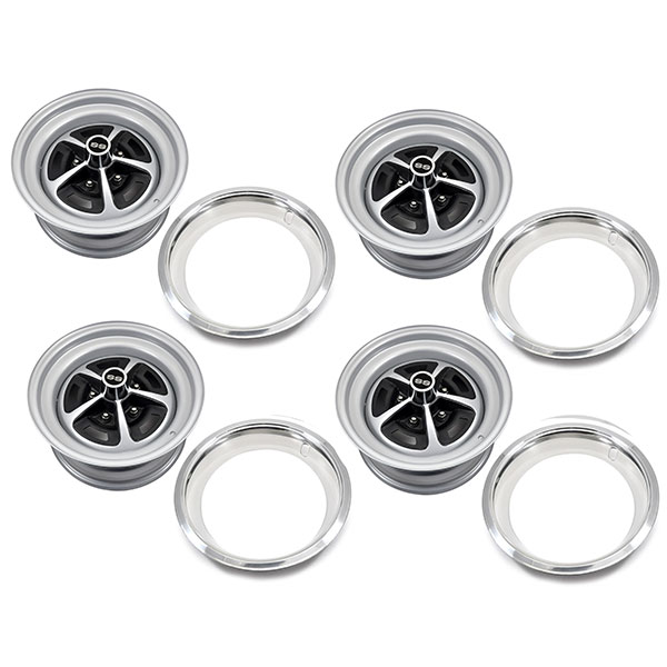 1969 Chevrolet Chevelle/Malibu 15-7 (2) / 15-8 (2) SILVER & BLACK PAINTED SS WHEEL SET | WT8486Z